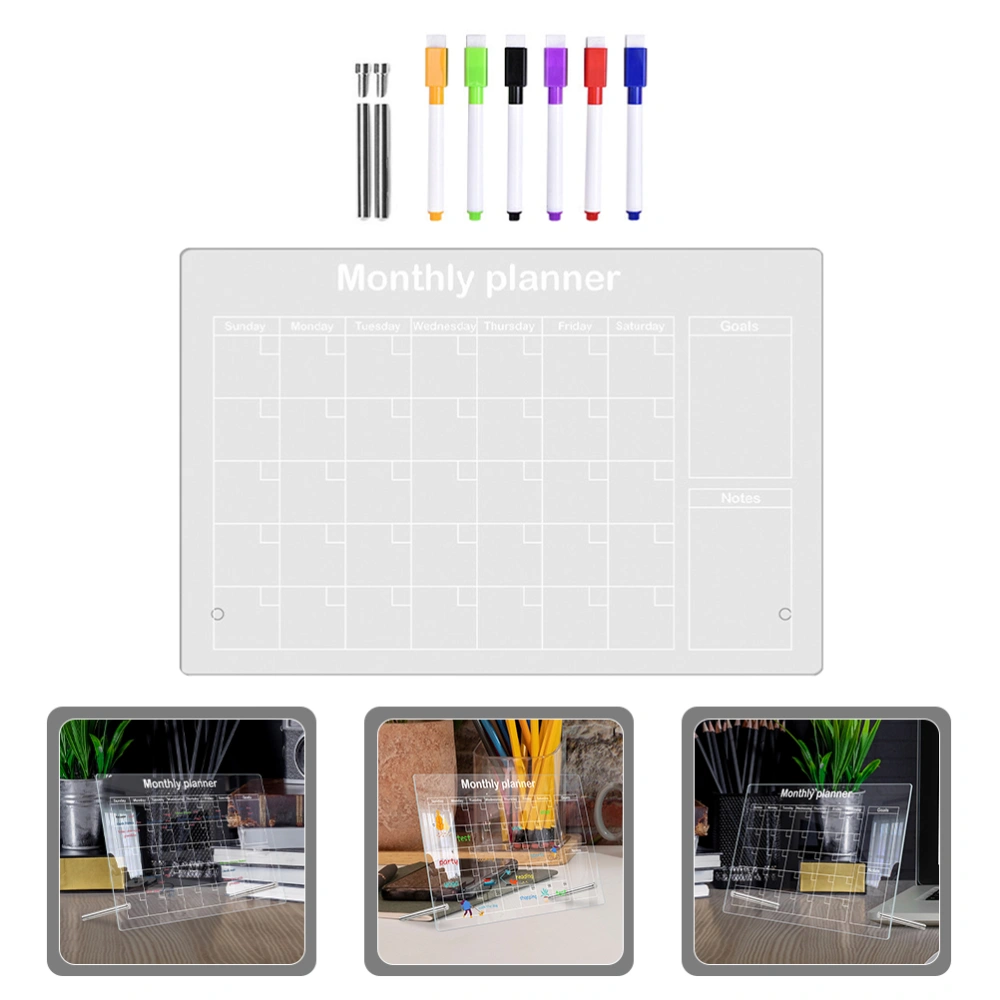 1 Set Memo Writing Board with Pen Transparent Acrylic Message Writing Board for Office