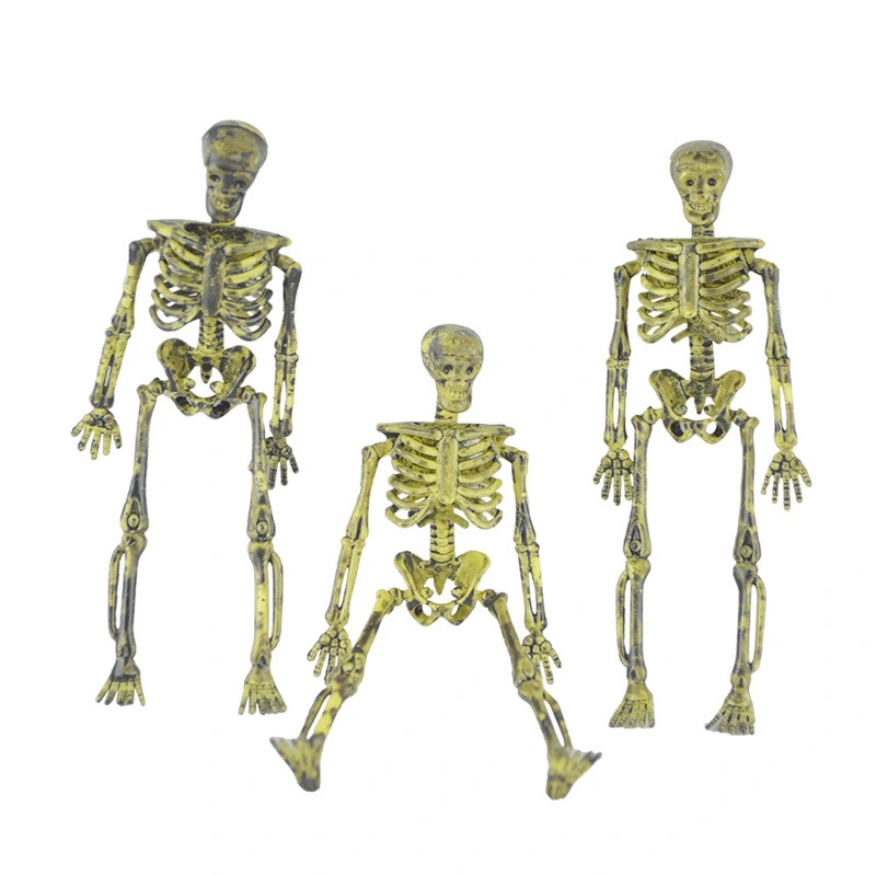 1 Set of Plastic Small Skeleton Figurine Halloween Skeleton Decor Household Halloween with Rope