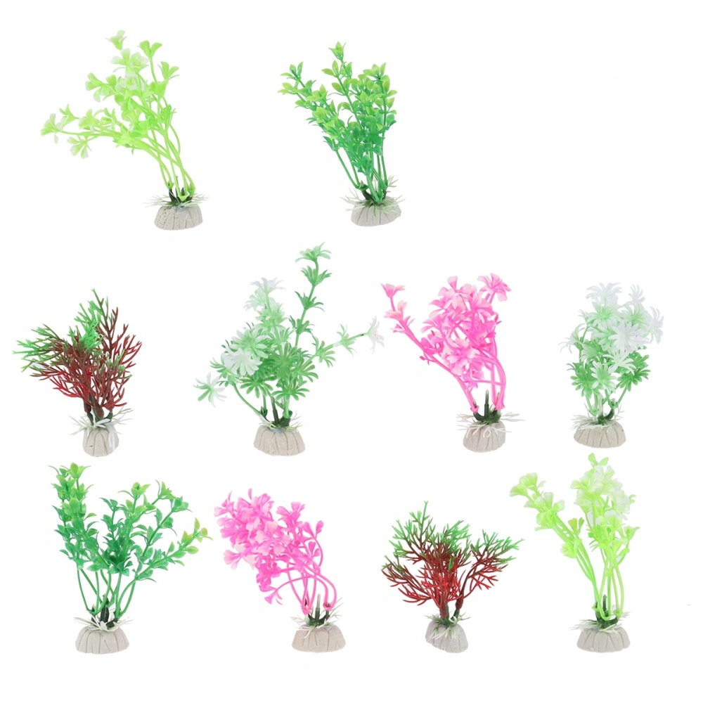 10pcs Artificial Aquarium Plants Plastic Flower Grass Fish Tank Decorations Home Ornament