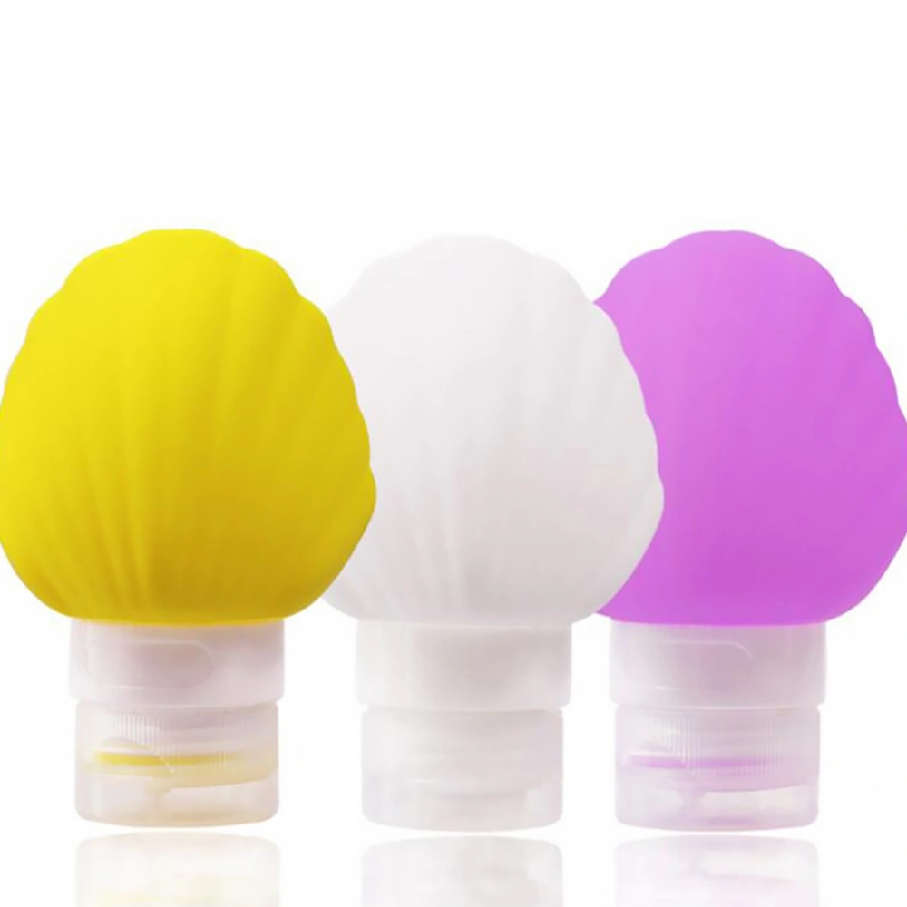 3pcs Shell Shaped Shower Gel Bottles Containers Toiletry Bottles Refillable Shampoo Container Liquid Bottle for Travel - 40ml (Pink + Blue + Yellow)