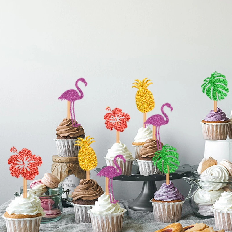 13Pcs Hawaiian Cake Decoration Tropical Cupcake Toppers Summer Cupcake Picks