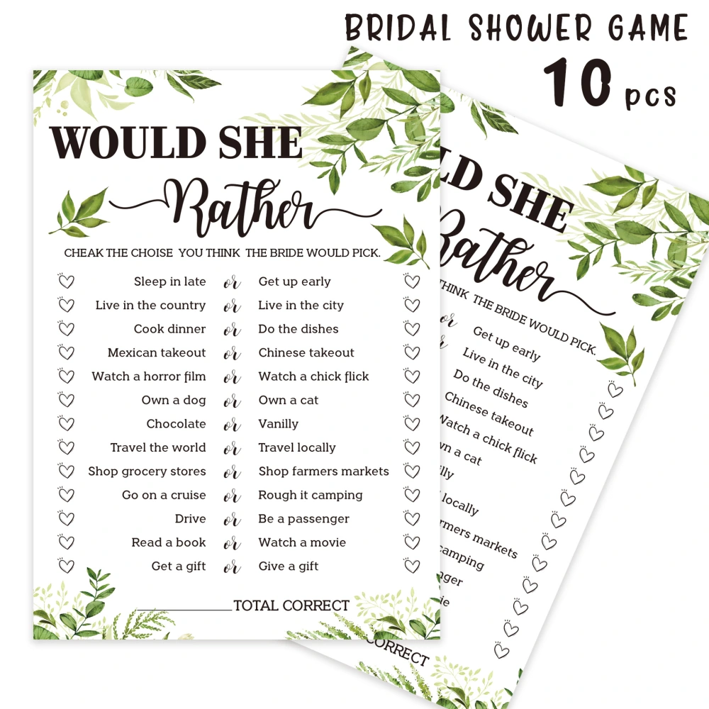 10pcs Bridal Shower Wedding Tacit Game Cards Unique Bachelorette Games Writing Cards