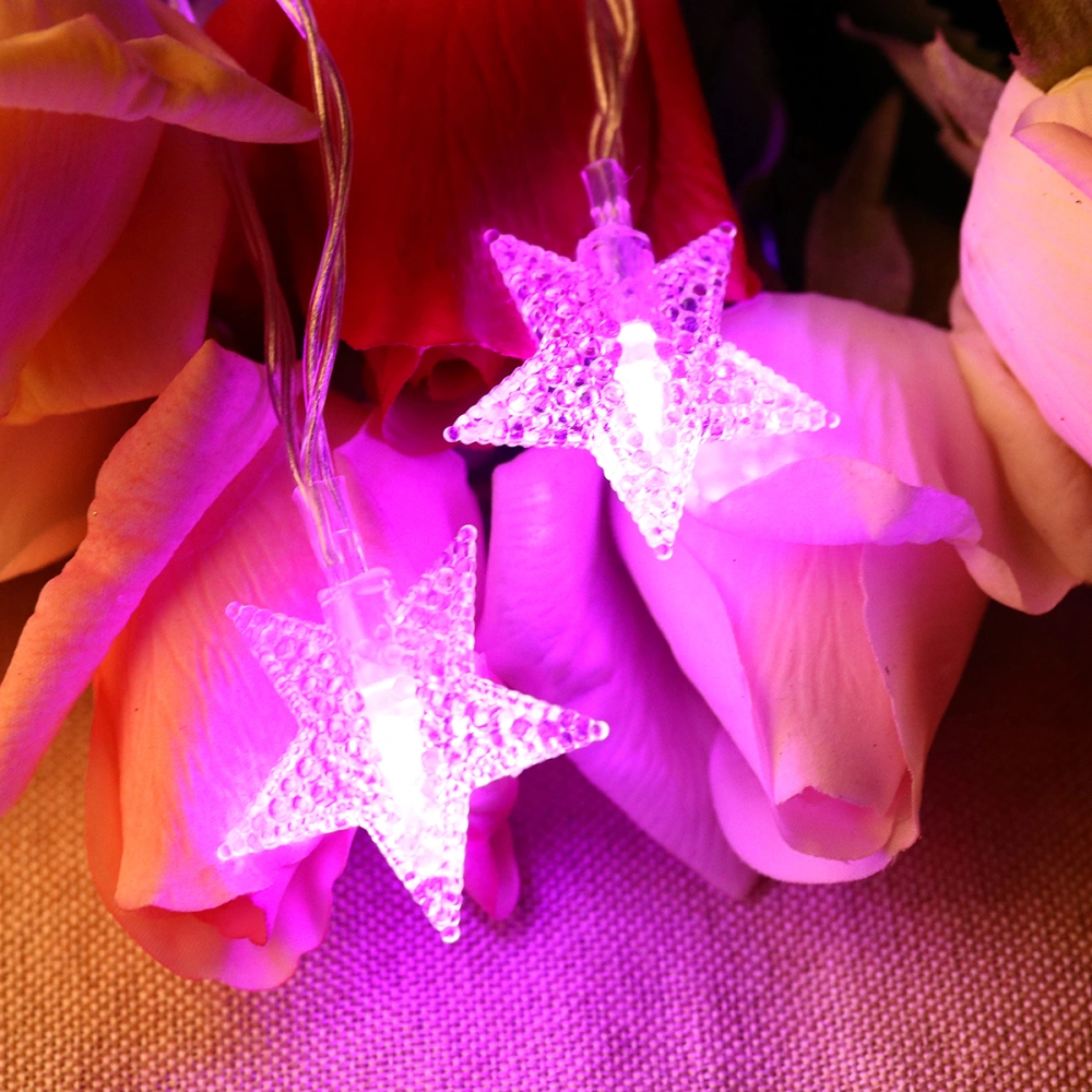 3m 20 LED Star String Lights Battery Operated for Christmas Tree Home Wedding Party Decoration (Pink Light)