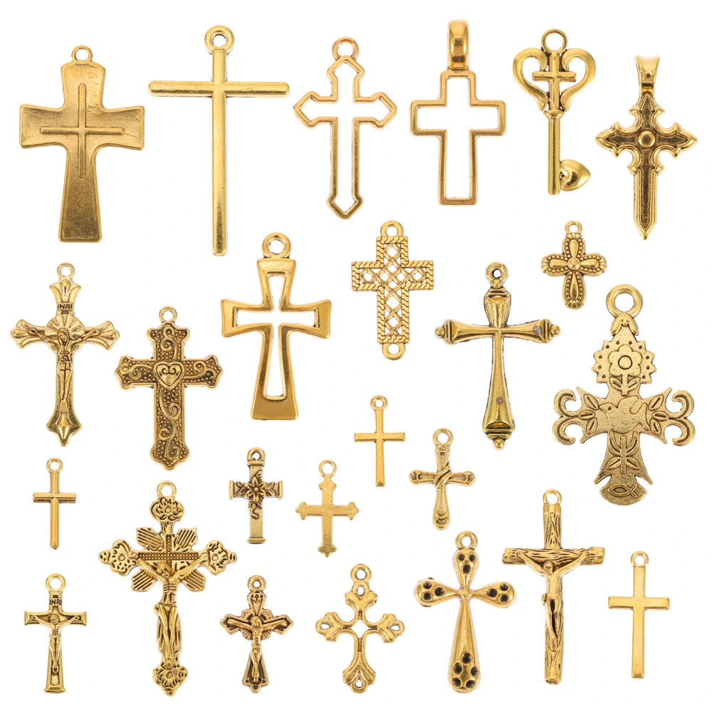 25Pcs Pretty Crosses Charms Chic Jewelry Pendant Charms Unique DIY Accessories