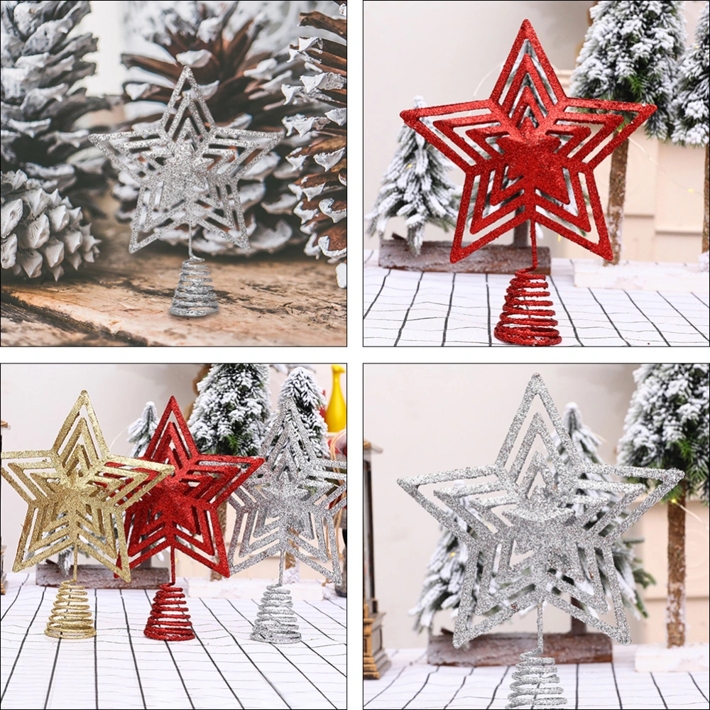 2pcs Christmas DIY Tree Toppers Exquisite Tree Glitter Star Pendants