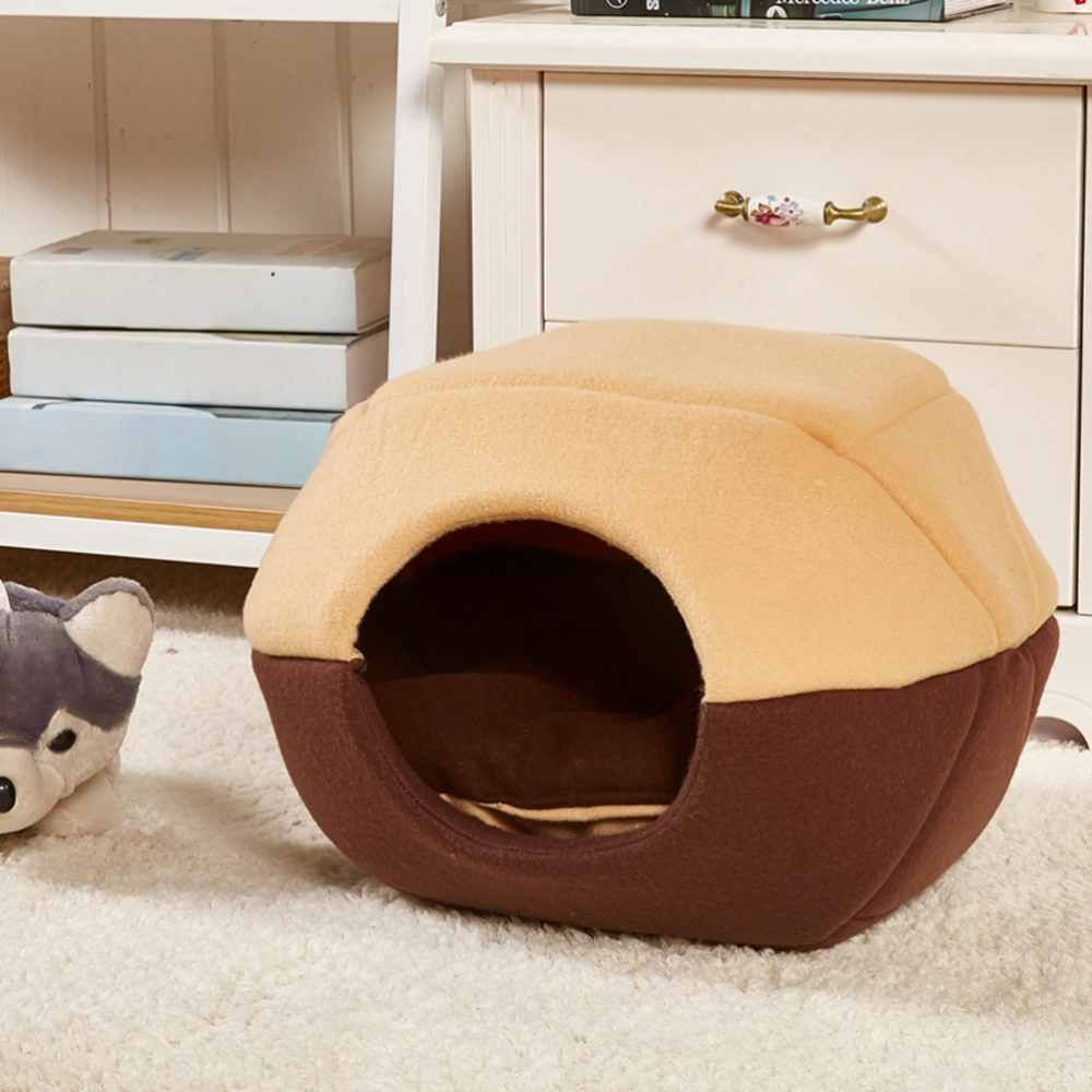 Puppy Bed Dog Sofa Mat Winter Warm Pet Sleeping Bed Kennel Pet House Yurt Pet Supplies Home Decoration Accessories - Size L (Coffee Color)