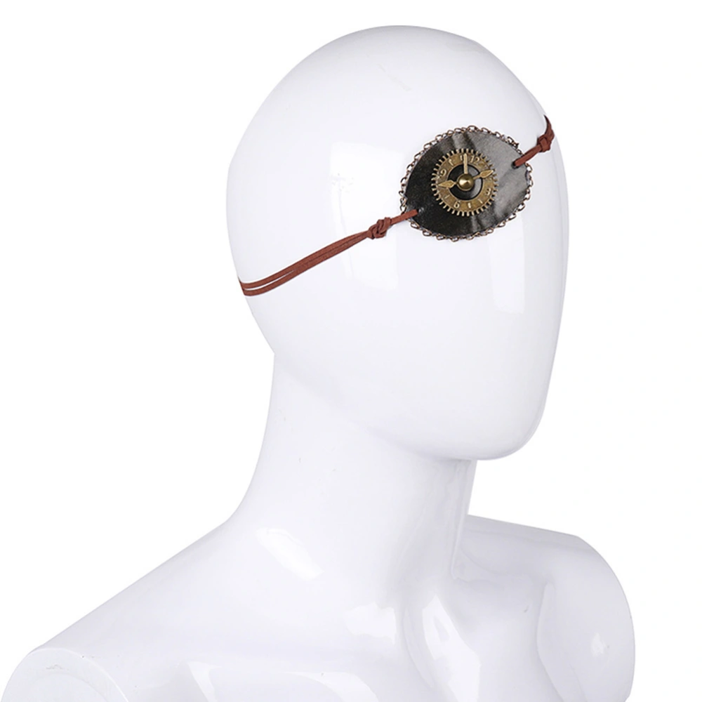 Masquerade Use Retro Designed Clock Shape Design Lace Leather Monocular Decoration Use Blindfold