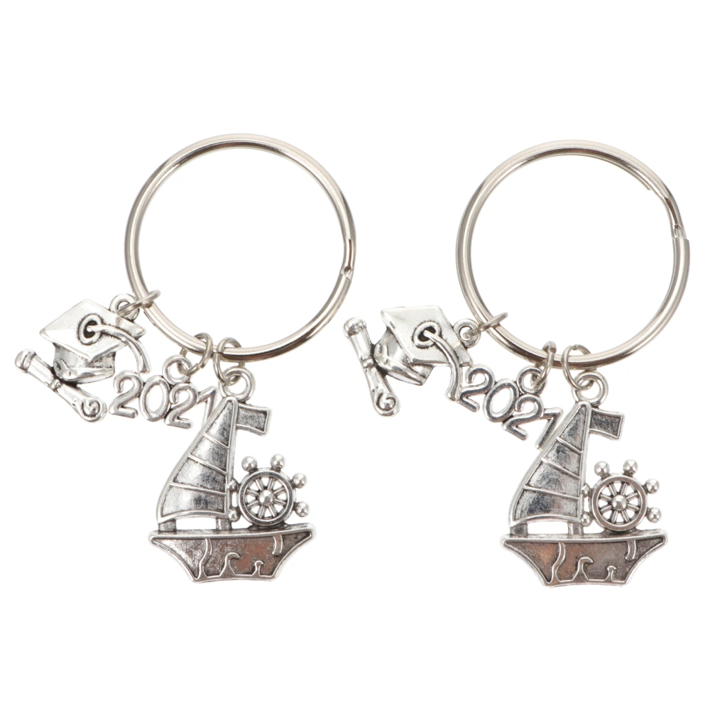 2pcs Graduation Keychain Keyring Purse Bag Pendant Decoration Hanging Ornament