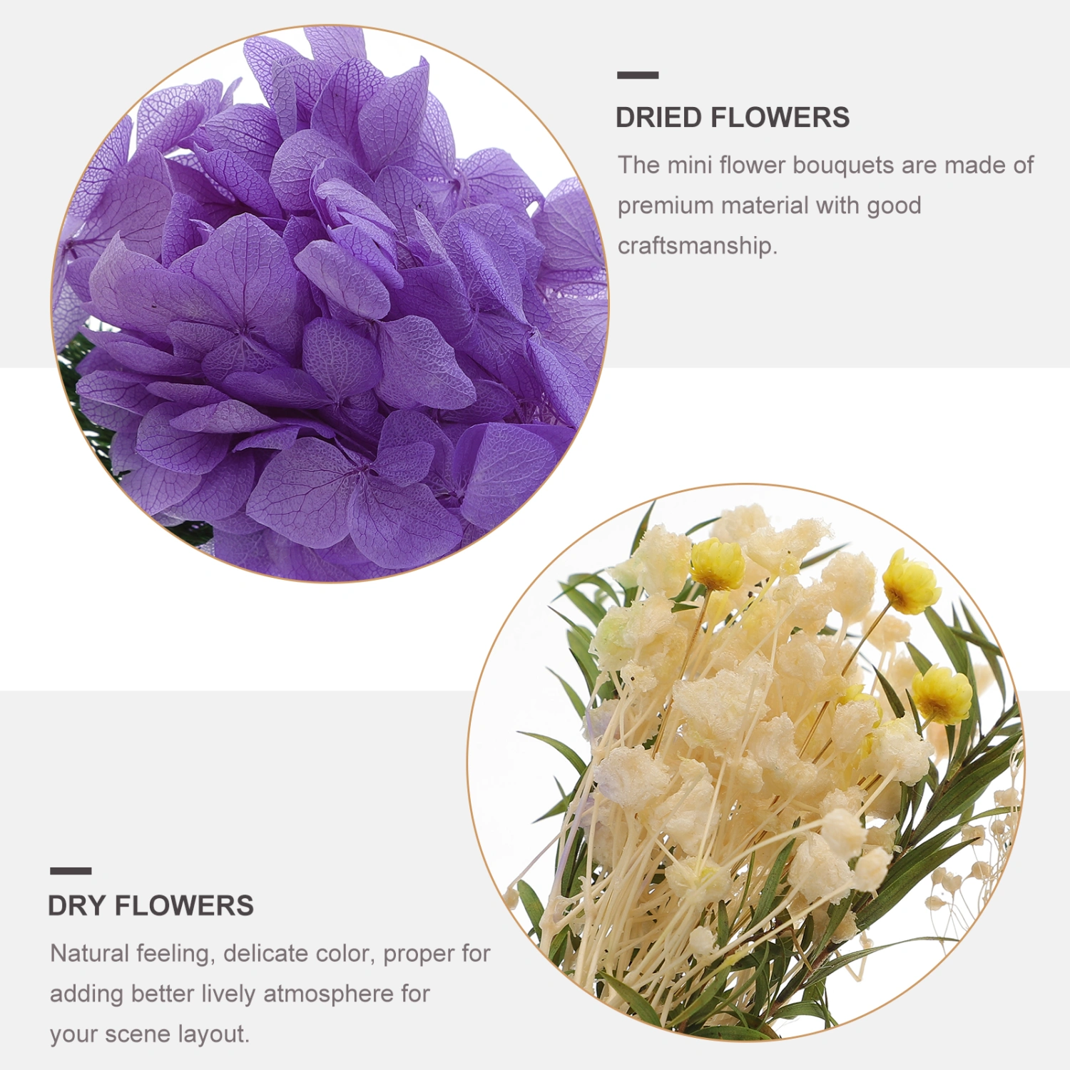 8 Bundles of Dried Flower Bouquet Adornments Miniature Dried Plants Vase Filling Material Mixed Style