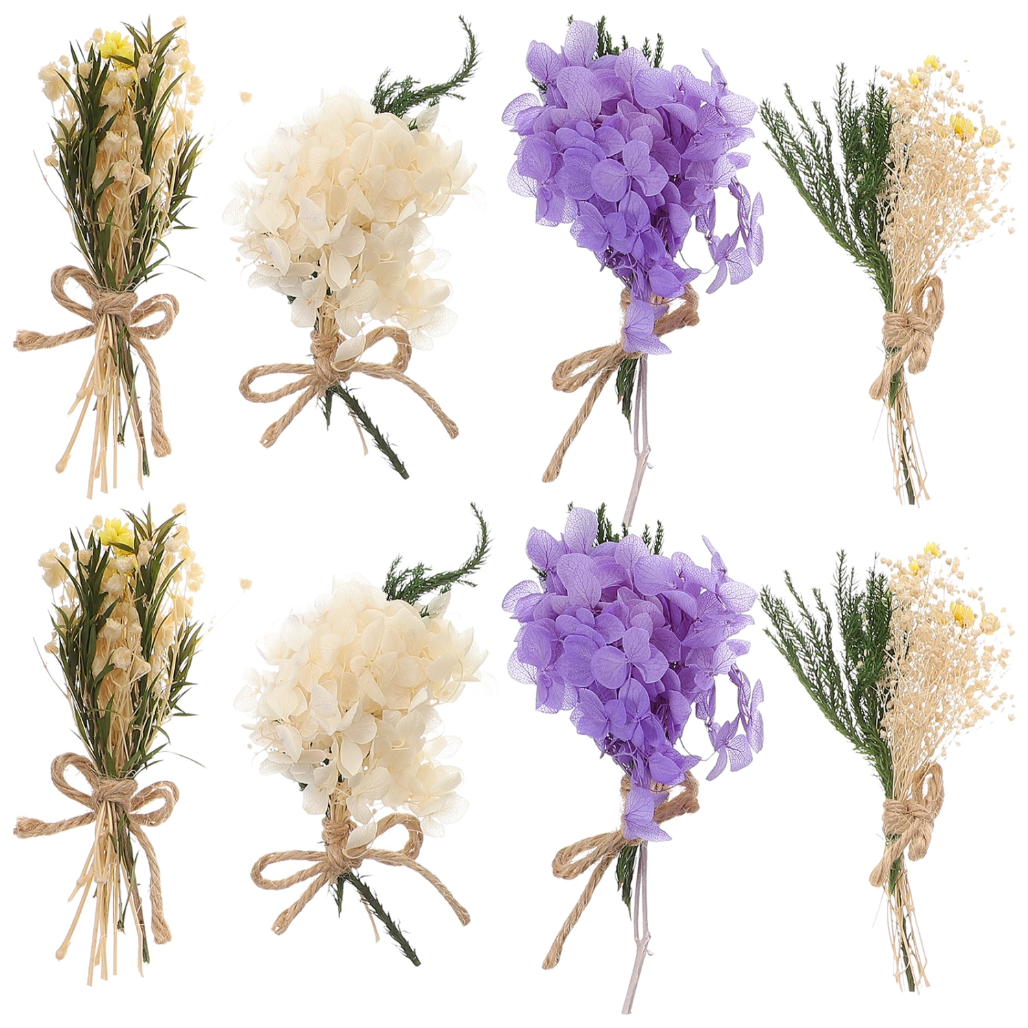 8 Bundles of Dried Flower Bouquet Adornments Miniature Dried Plants Vase Filling Material Mixed Style