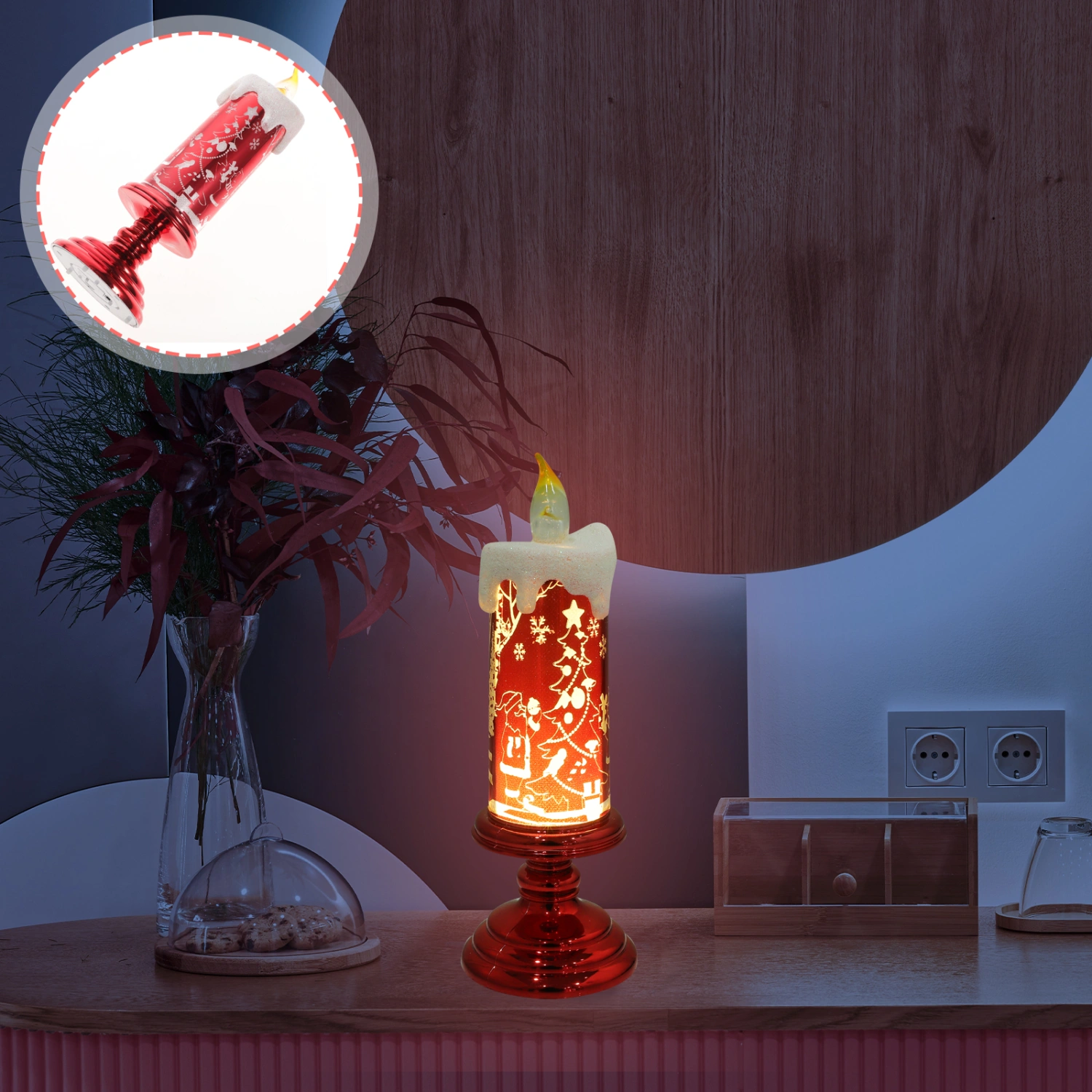 Simulation Candle LED Lights Electronic Flameless Candles Lamps Romantic Party Decor without Battery for Home Banquet (Purple)