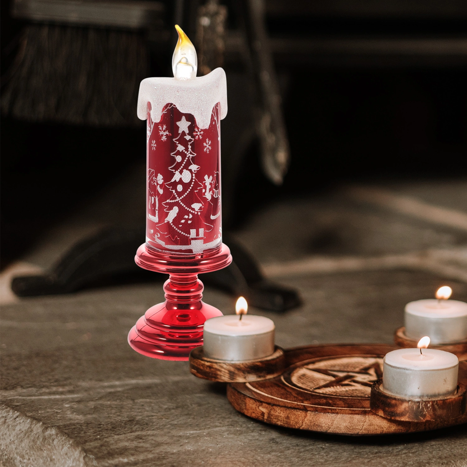 Simulation Candle LED Lights Electronic Flameless Candles Lamps Romantic Party Decor without Battery for Home Banquet (Purple)