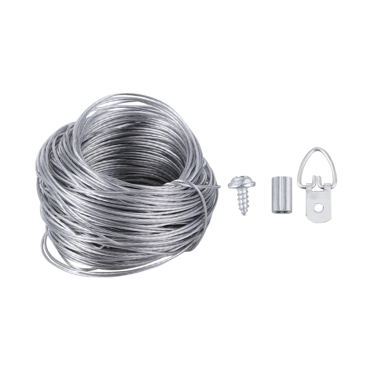 30.5M Rubberized Wire Rope and 20sets Photo Frame Hanging Hooks Kit Picture Hangers Picture Hanging Wire Set