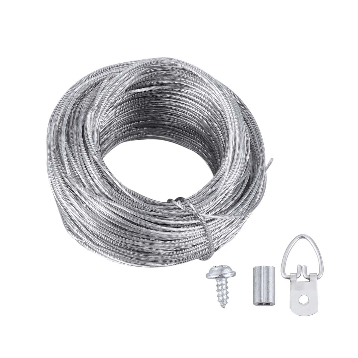30.5M Rubberized Wire Rope and 20sets Photo Frame Hanging Hooks Kit Picture Hangers Picture Hanging Wire Set