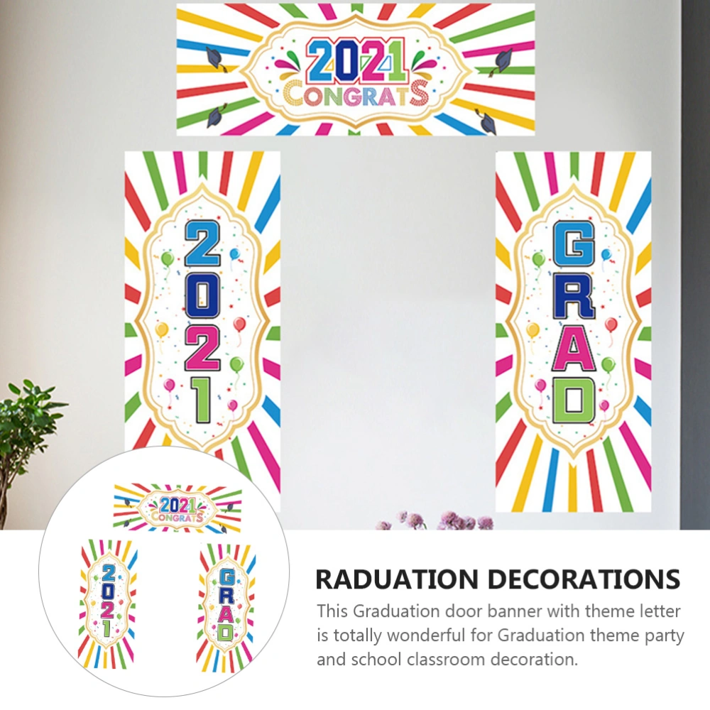 1 Set 3pcs Graduation Couplets Party Decorative Banners Door Banners Porch Signs