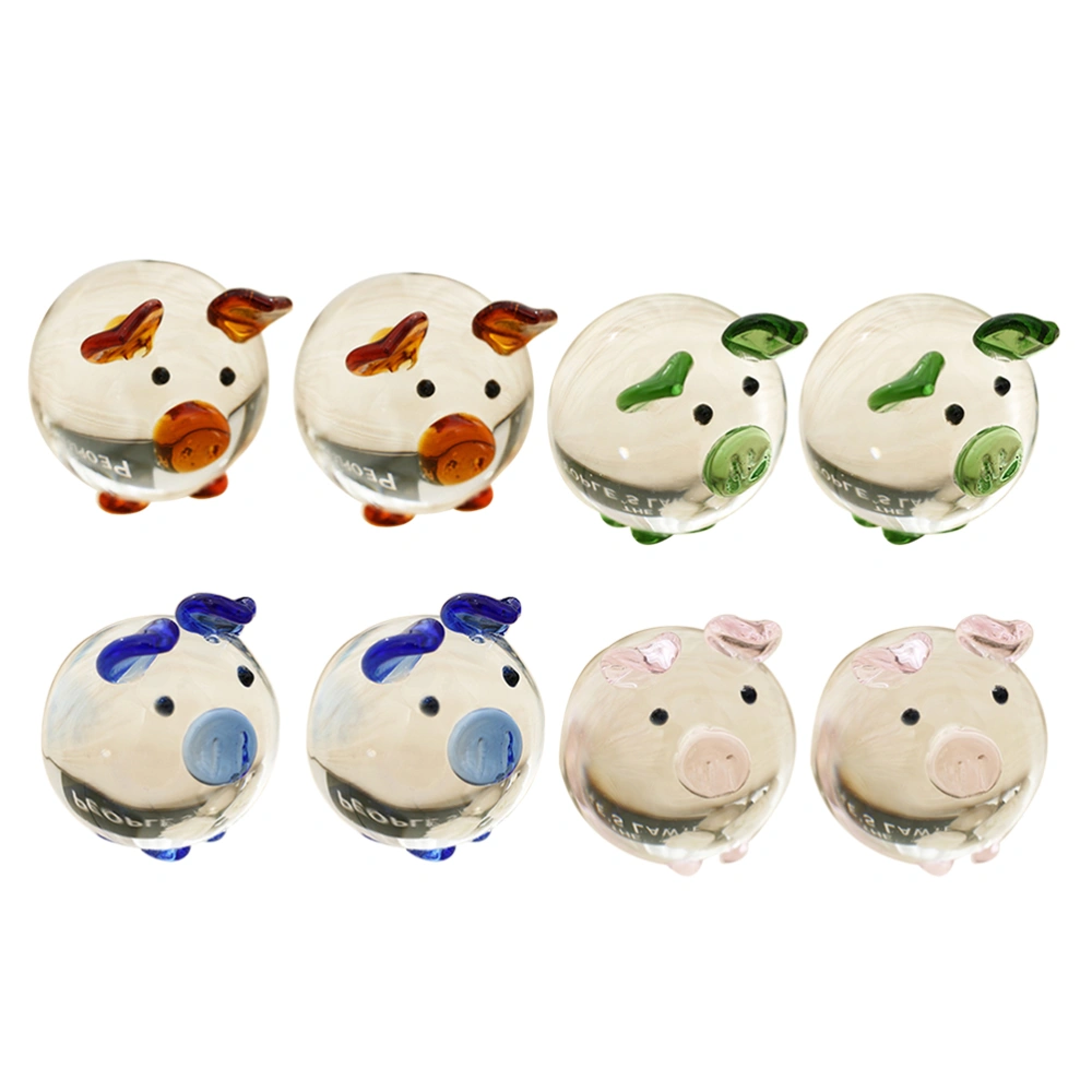 1 Pair Glass Pig Adorable Fortune Pig Animal Model Figurines Desktop Decoration Home Decoration Craft Couple Birthday Gifts (Mixed Color)