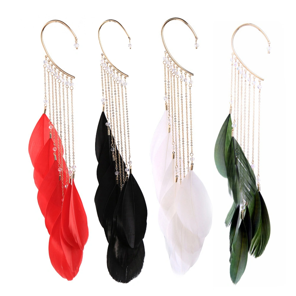 1PCS Women Earring Elegant Fairy Bohemian Long Style Ear Ring for Jewelry Tassel  Earring Ear Hook (White)