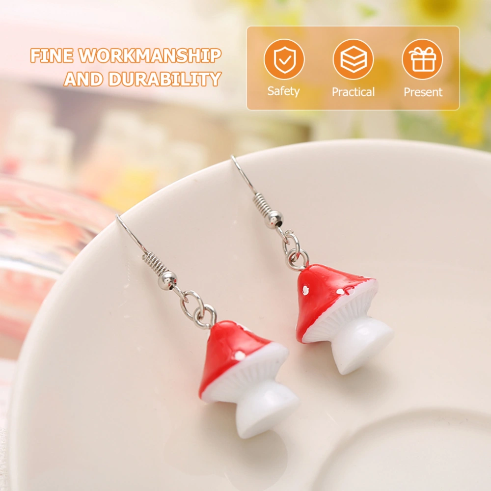 1 Set Mushroom Earrings Necklace Creative Ear Dangle Neck Chain Women Jewelries