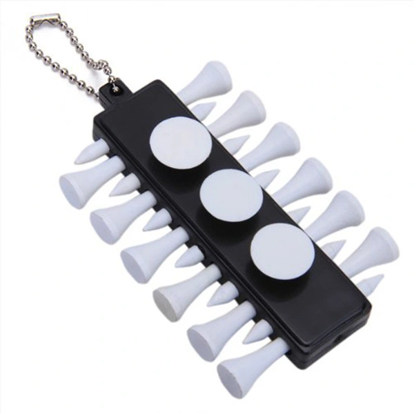 Tee Holder Carrier+3pcs Ball Markers+12pcs Wooden Tees (White)