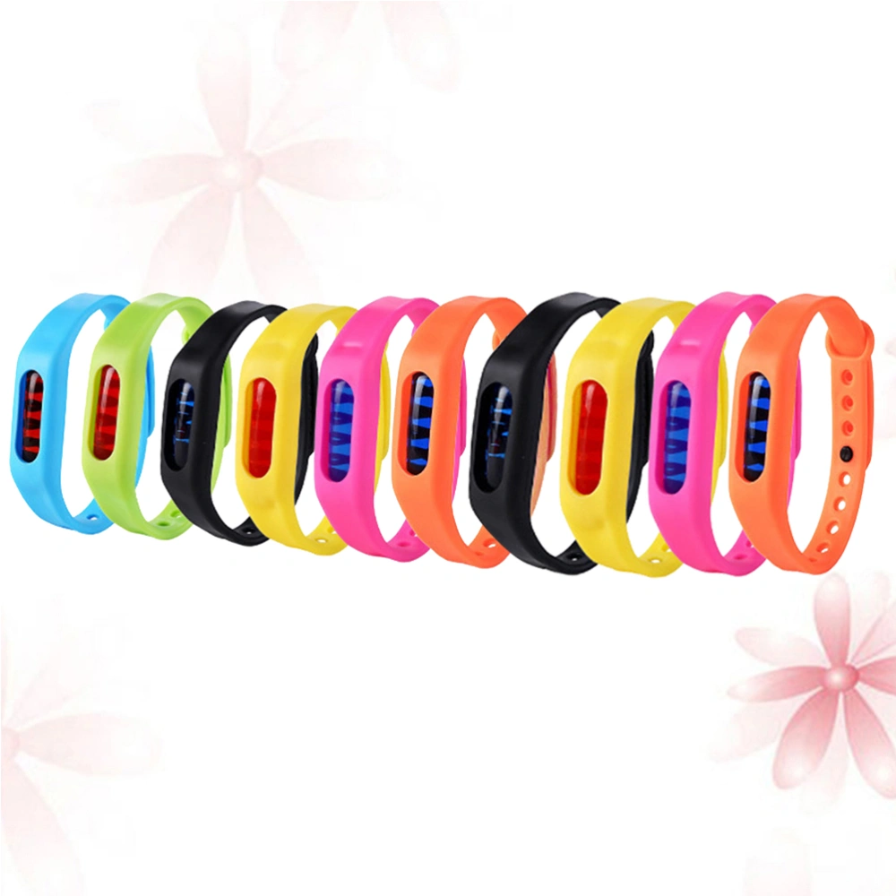 10Pcs Mosquito Repellent Wristband Insect Repellent Band Plant Essential Oil Silicone Bracelet for Kids Adults (Assorted Color)