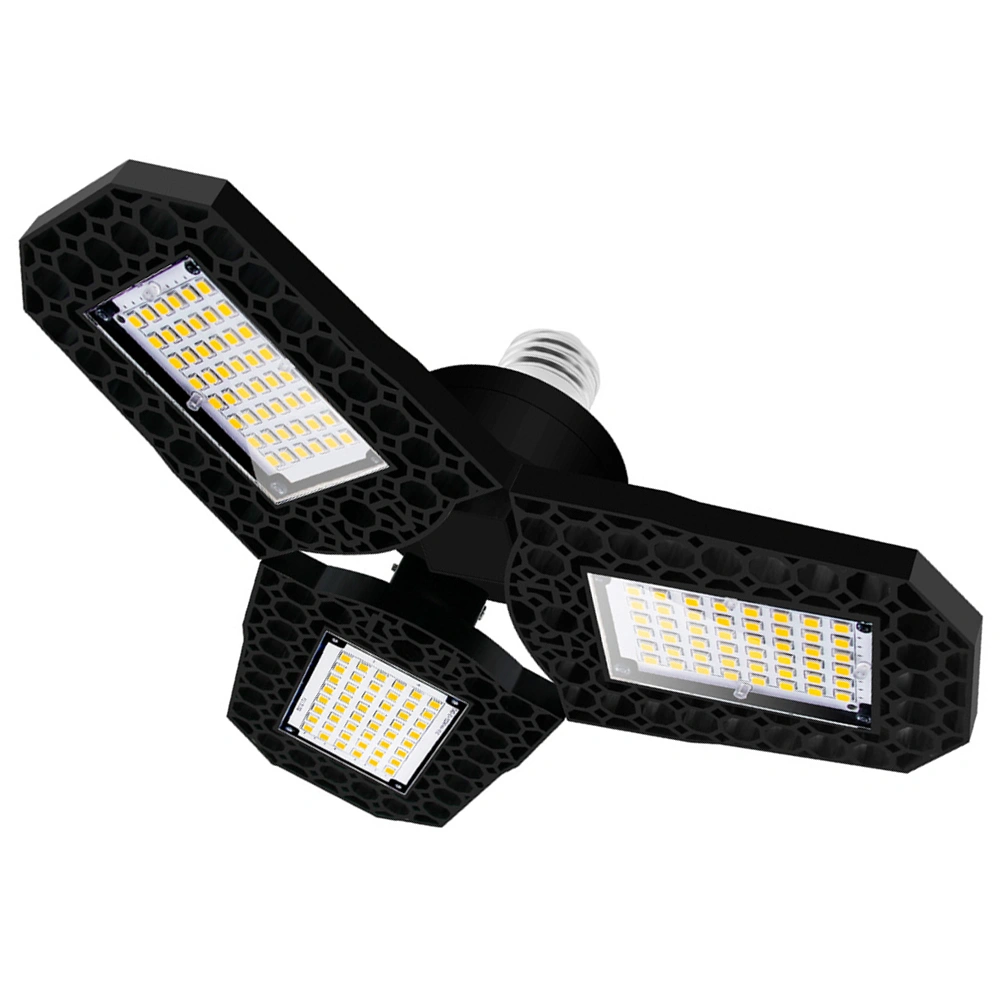 LED Deformation High Bay Light Ceiling Light Three-Leaf Folding Garage Lamp for Warehouse Workshop (60W, Warm White)