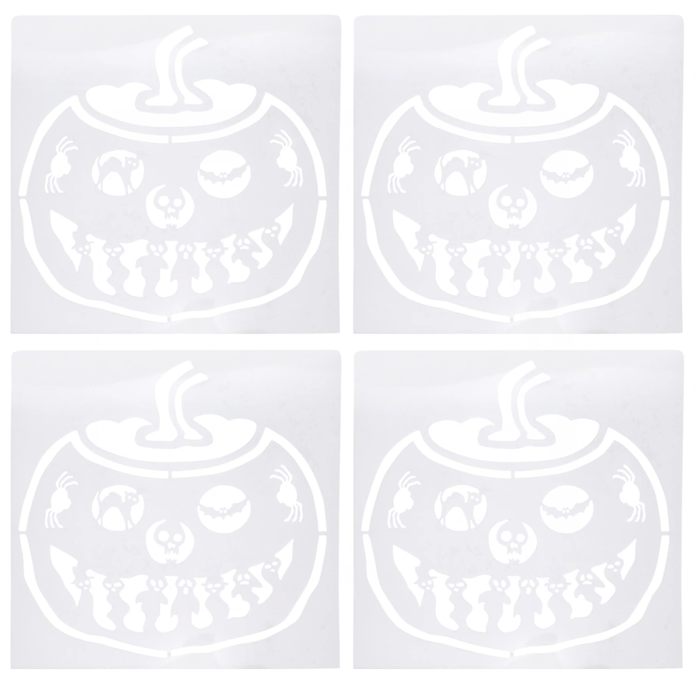 4pcs Halloween Pumpkin Graffiti Template DIY Hollow Out Painting Stencil (White)