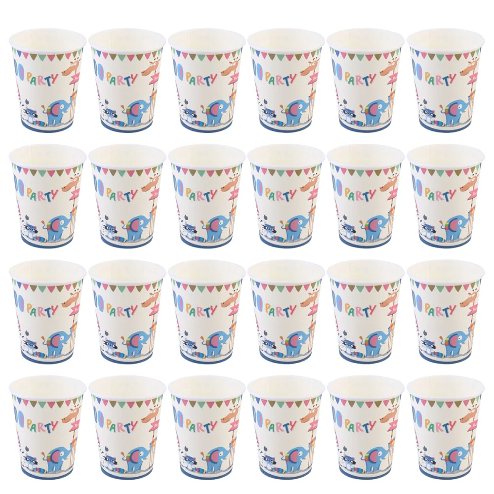 24Pcs Disposable Paper Cup Kids Party Decoration Birthday Ornament Cartoon Paper Cups Assorted Color