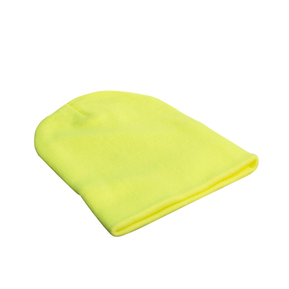 Fashion Candy Color Knitted Hat Pointy Hat Ski Crochet Beanie Hat (Fluorescent Yellow)