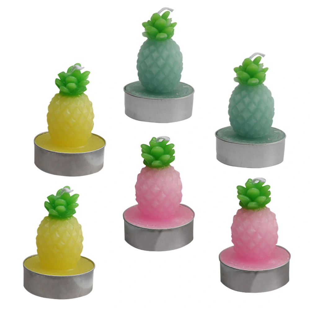 6pcs/Box Simulation Pineapple Tealight Fruits Candles Decorative Candle for Bedroom Party Wedding (Three Colors)