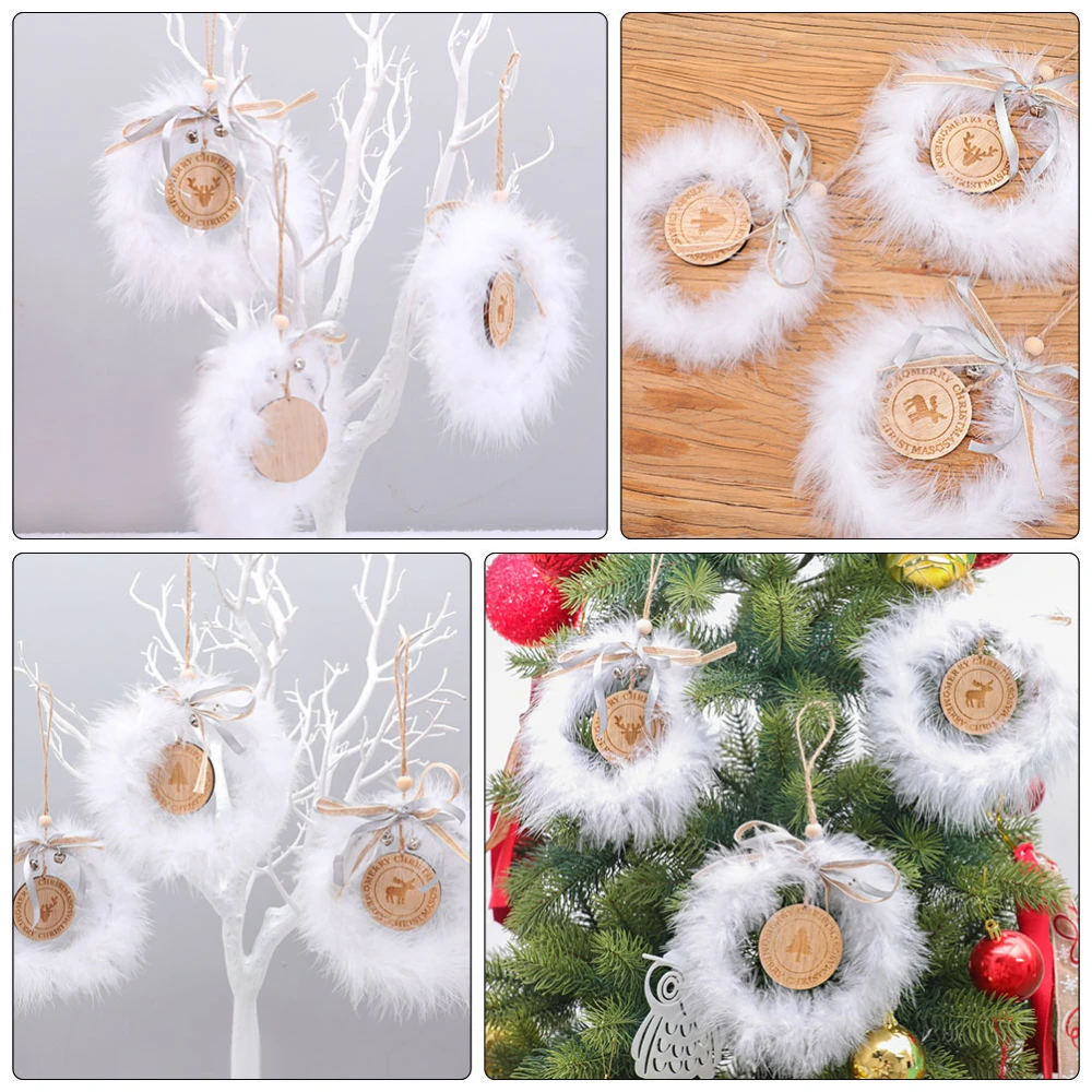 1PC Wooden Christmas Tree Pendant  Rattan Bow Tie Bell Wreath Pendant