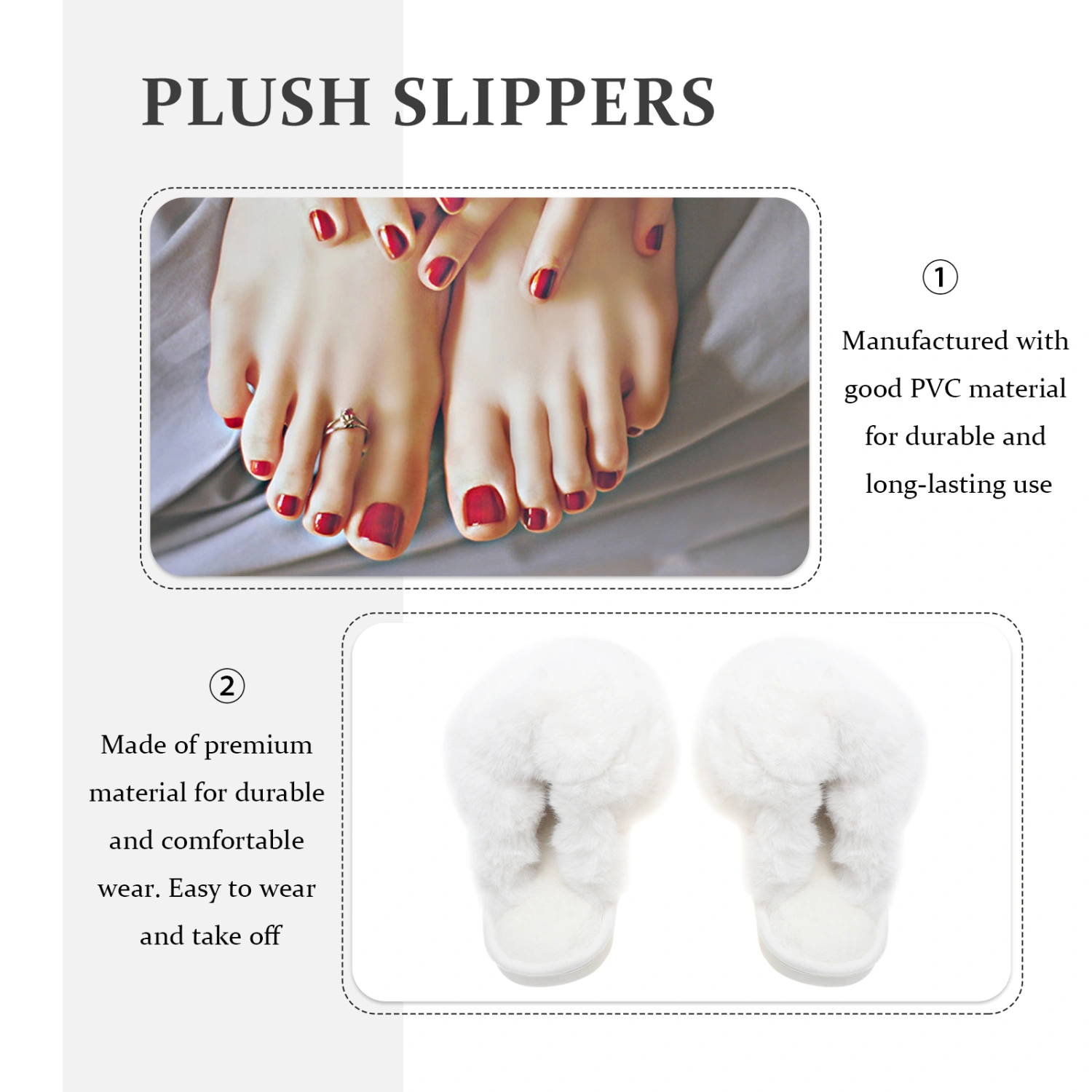 1 Pair Exquisite Warm Slippers Comfortable Winter Footwear Causal Home Slippers