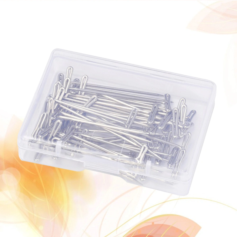 50pcs 51mm Wig Making Set Stainless Steel Wig T with Plastic Box for Wigs Sewing Blocking and Knitting