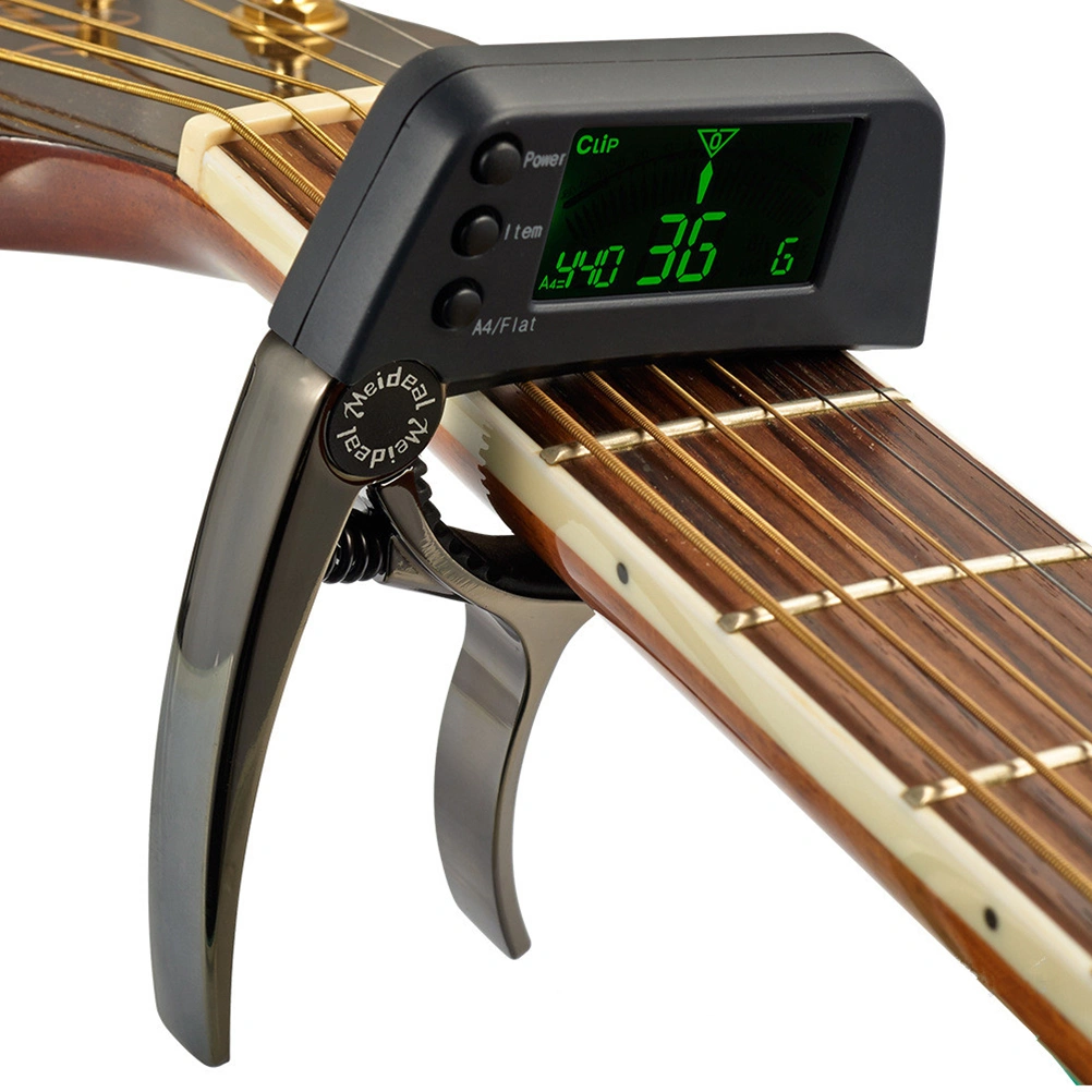 2-In-1 Electric Digital LCD Electronic Guitar Tuner And Capo Clip-on Acoustic Bass Tuner Tone Generator For Guitar/ Ukulele/ Banjo (Black)