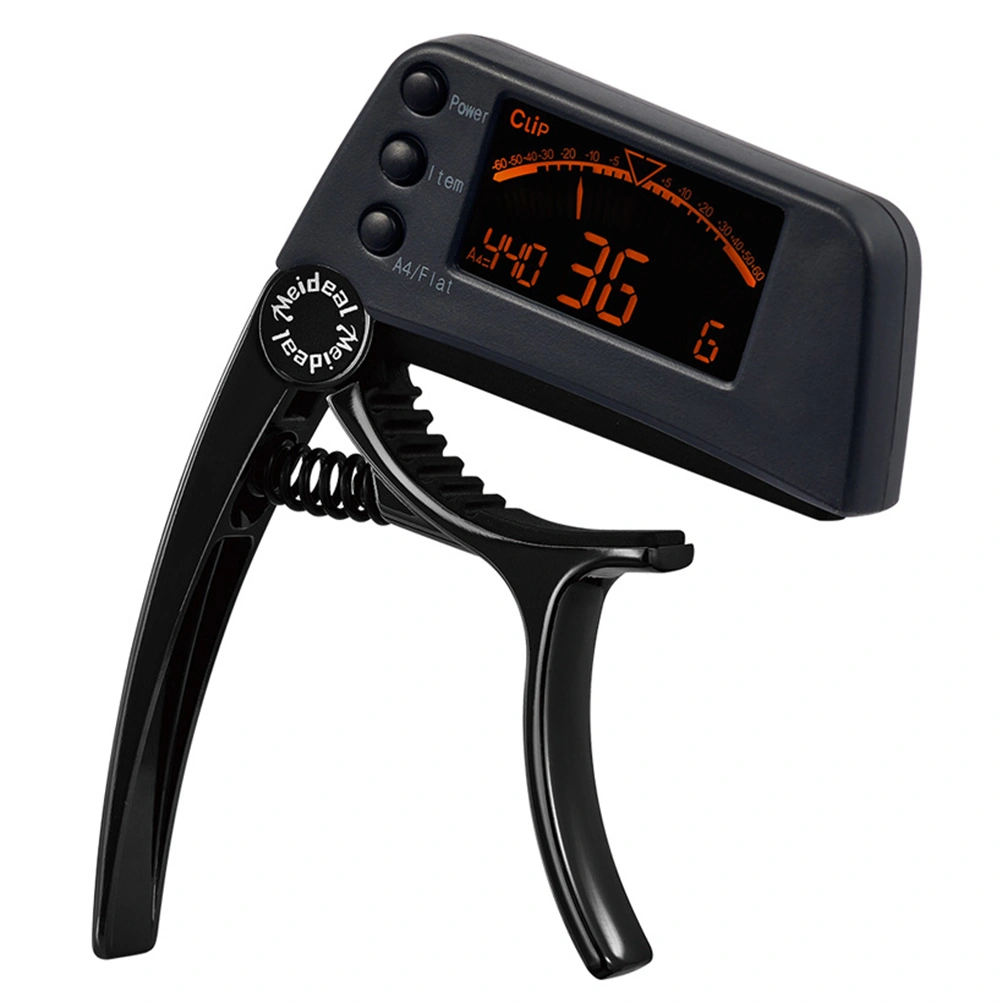 2-In-1 Electric Digital LCD Electronic Guitar Tuner And Capo Clip-on Acoustic Bass Tuner Tone Generator For Guitar/ Ukulele/ Banjo (Black)