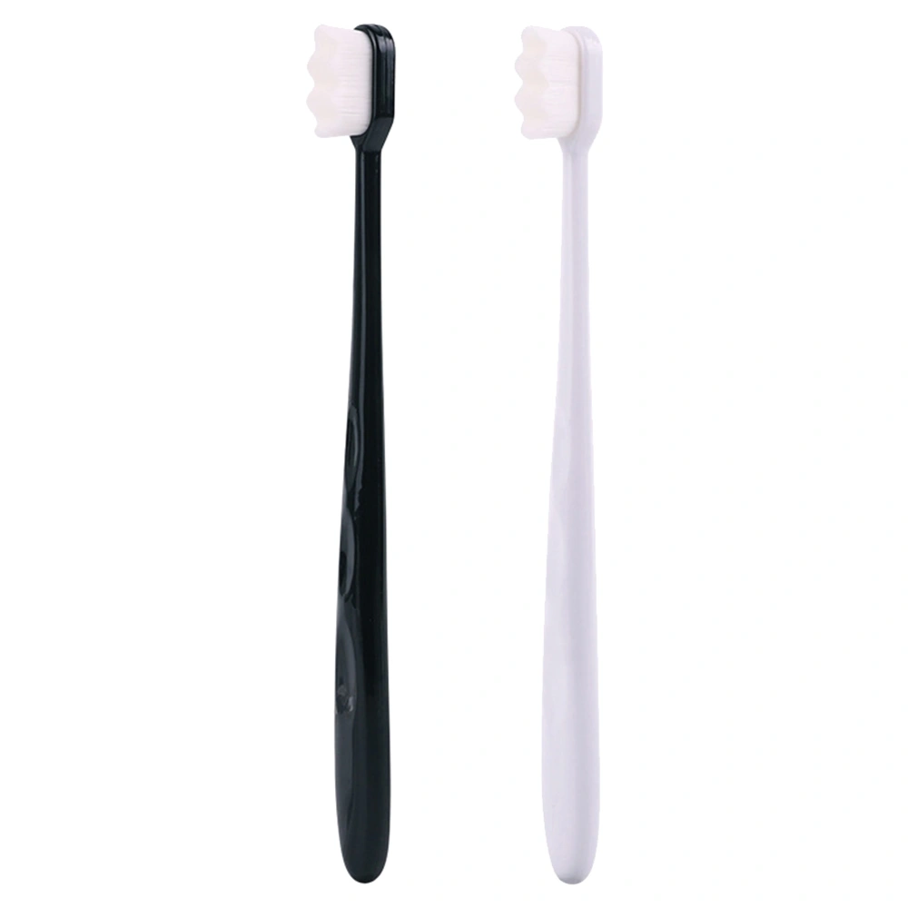 2PCS Portable Plastic Handle Toothbrushes Wave Toothbrushes for Travel Camping Home