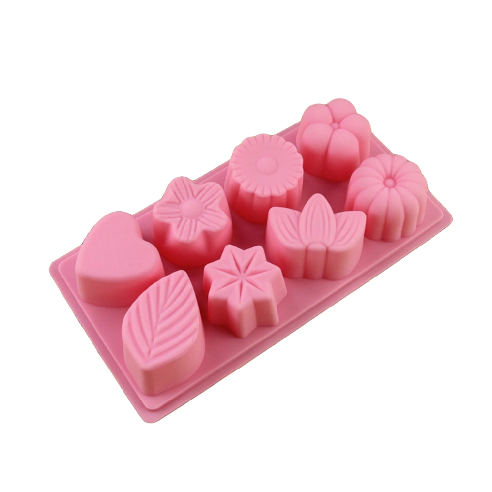 8 Cavity Flower Shaped Silicone DIY Chocolate Candy Cupcake Jelly Baking Mould Mold Ice Cube Tray (Random Color)