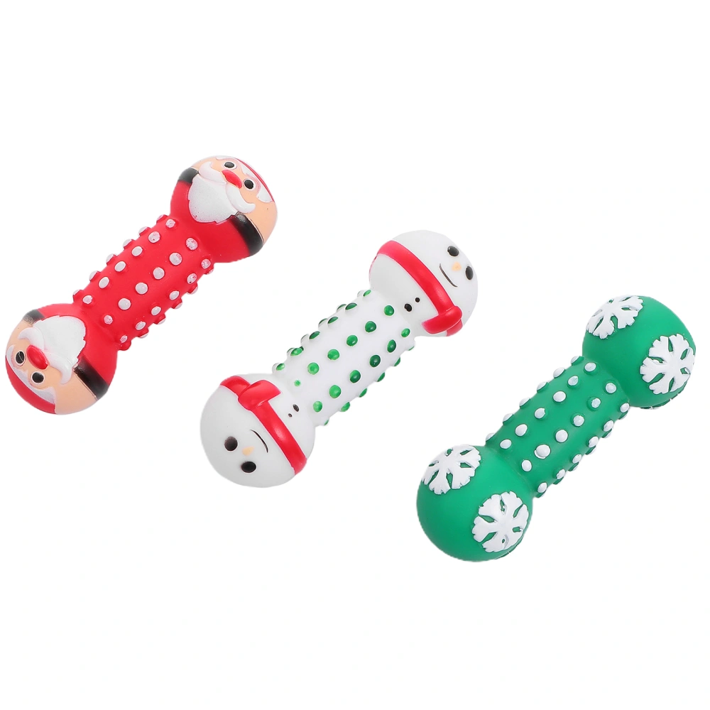 3pcs Christmas Puppy Biting Sound Toy Dumbbell Shaped Puppy Teething Chewing Toy