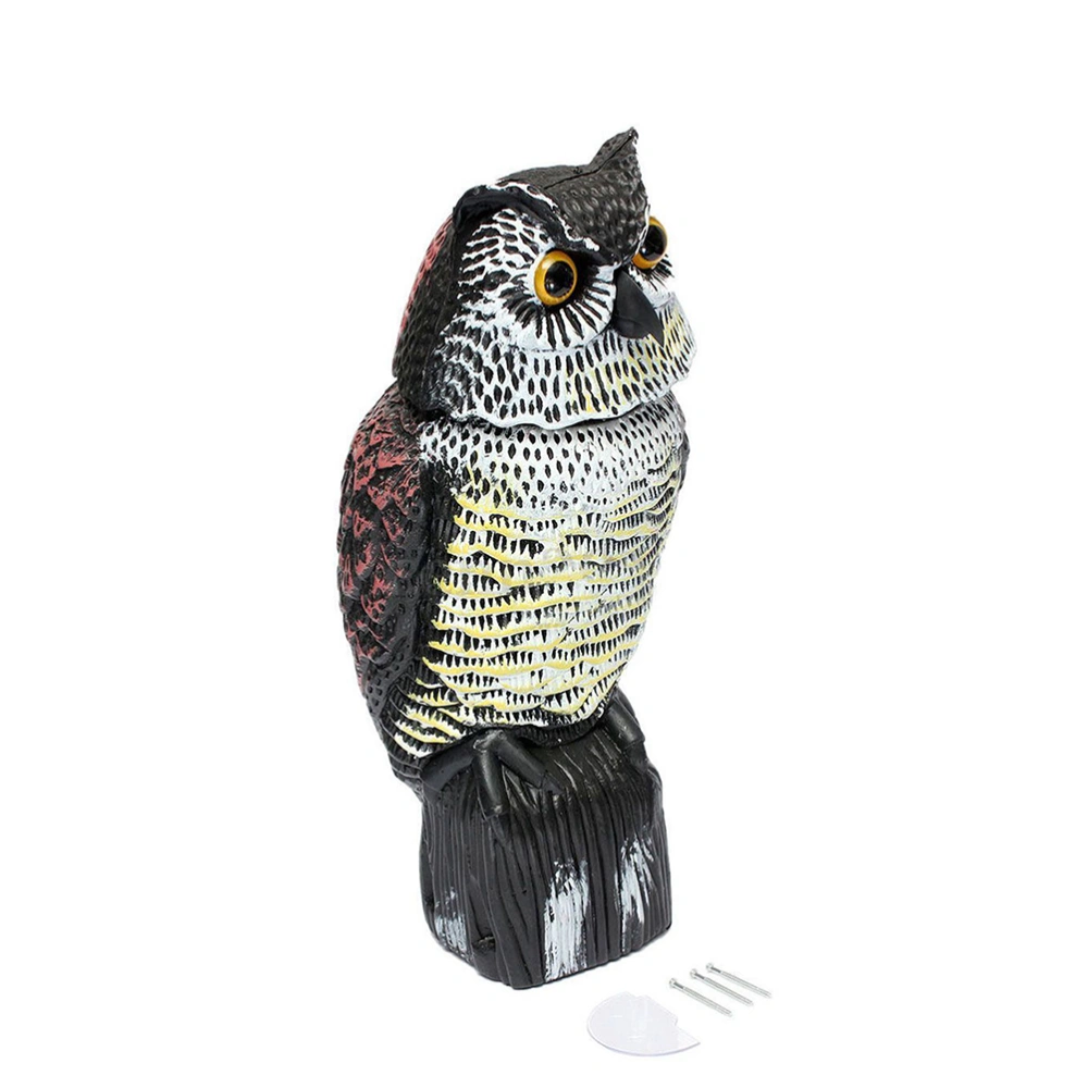 Horned Owl Pest Deterrent Rotating Head Scarecrow Pest Control Repellents Owl Decoy