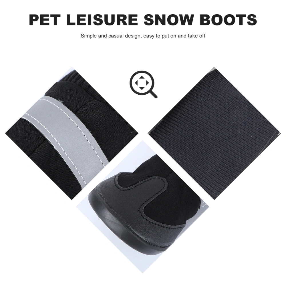 4pcs Waterproof Pet Dog Boots for Medium to Large Dogs - Size L (Black)