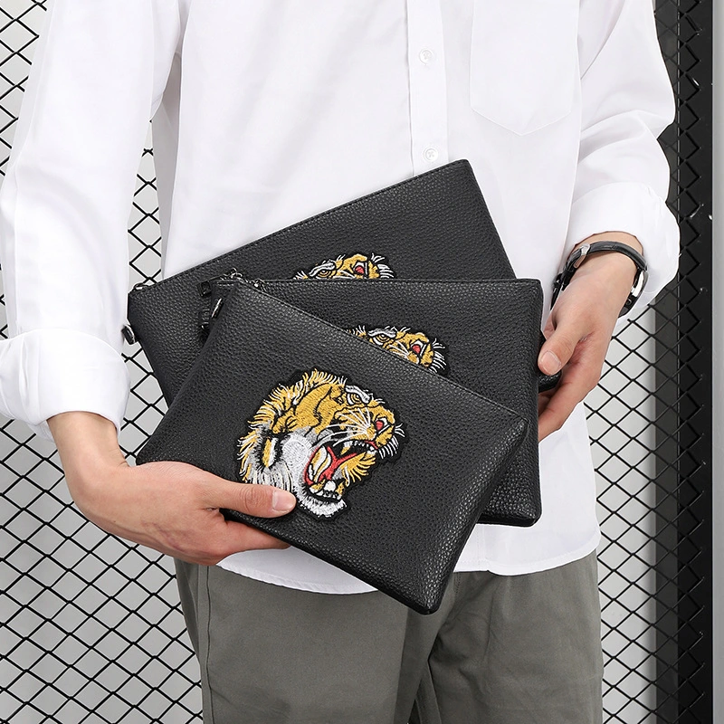 Men's Tiger Head Embroidered Clutch