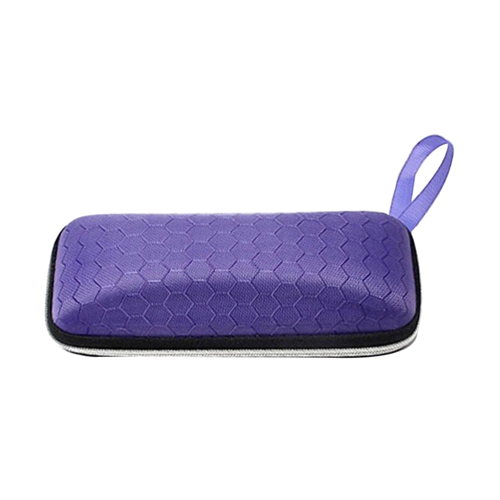 1pc Zipper Eyeglasses Case Honeycomb Pattern Glasses Case Sunglasses EVA Box Protector with Zipper (Purple)