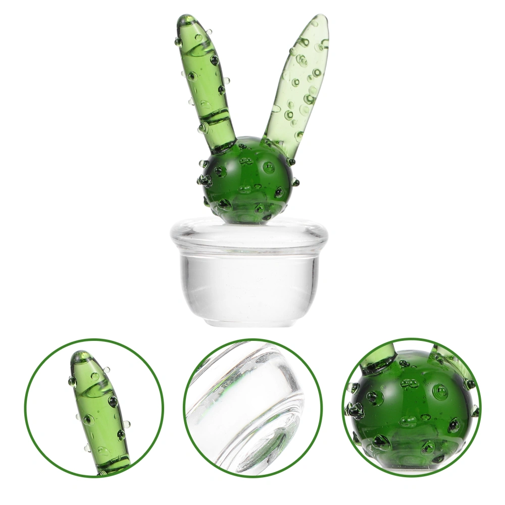 Mini Glass Cactus Tabletop Ornament Creative Mini Glass Craft Desktop Decor