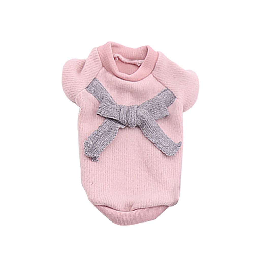 Stylish Dog Puppy Knitting Clothes Bowknot Vest Pet Round Neck Clothes Pet Warm Vest (Pink S)