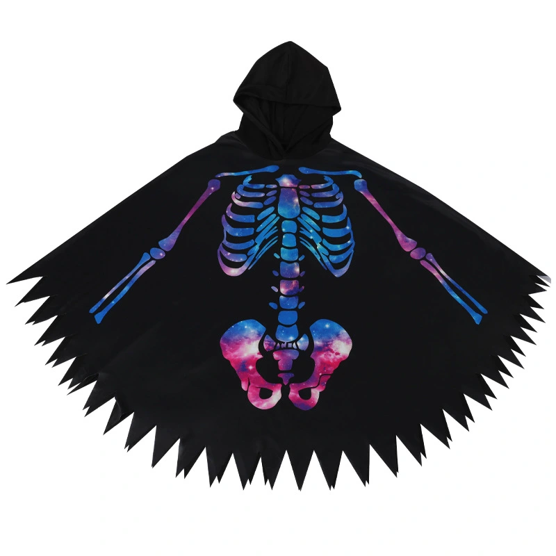 Halloween Costume Skeleton Cape Masquerade Costume Prop Cosplay Cloak Decorative Cape