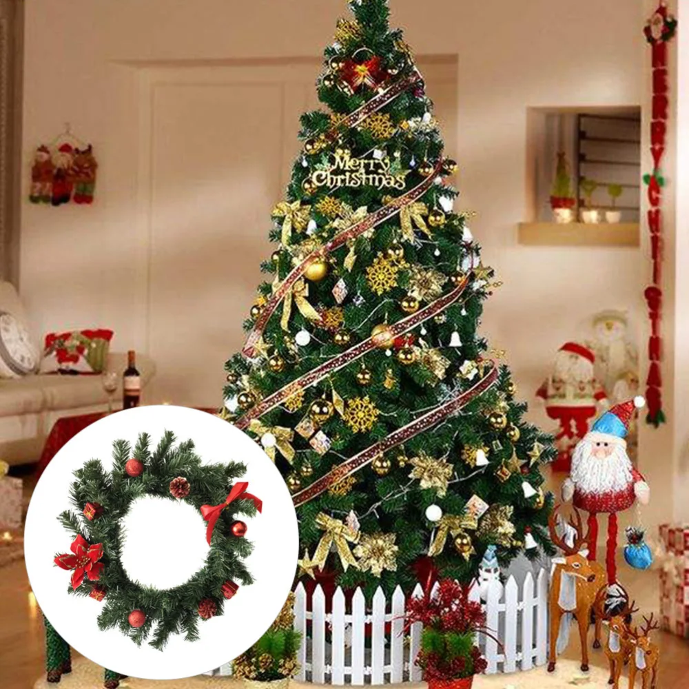 1 Pc Christmas Wreath Ornament Artificial Flower Garland Holiday Wall Accessory