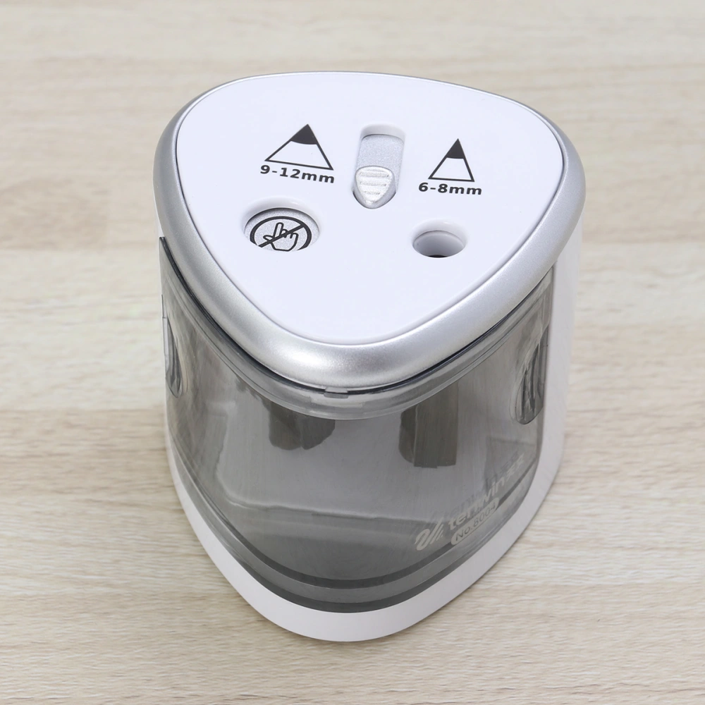 Electric Pencil Sharpener Automatic Battery Operated Pencil Sharpener with Dual Holes for 6-12mm Pencil Durable and Portable (Silver)