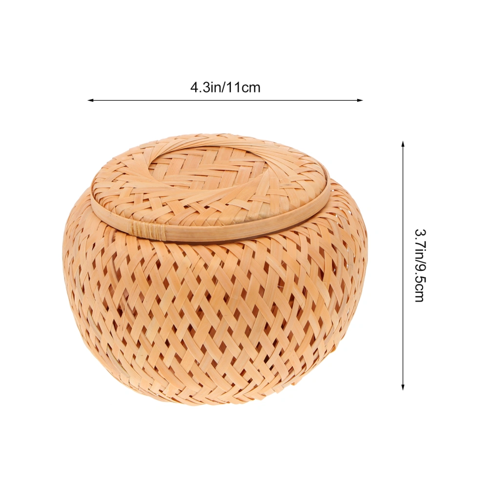 1pc Tea Can Bamboo Woven Tea Can Candy Container Snack Holder for Home (Khaki)