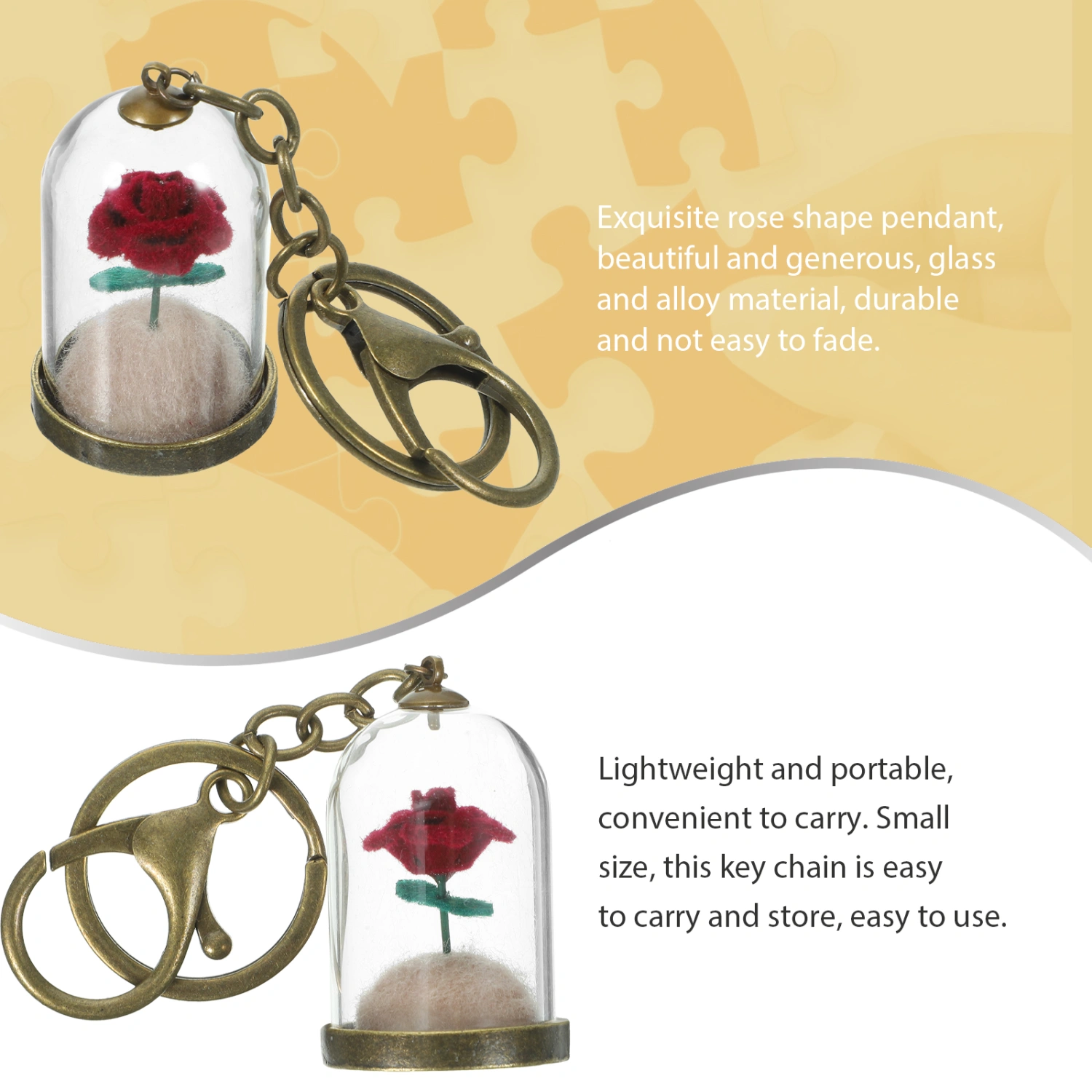  Rose Pendant Keychain Flower Keyring Purse Pendant Handbag Charm Delicate Keychain
