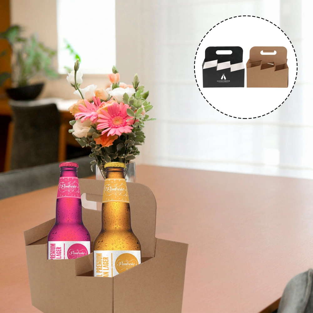 2Pcs Kraft Paper Wine Bottle Box Creative Handheld Beer Packing Box Bar Supply