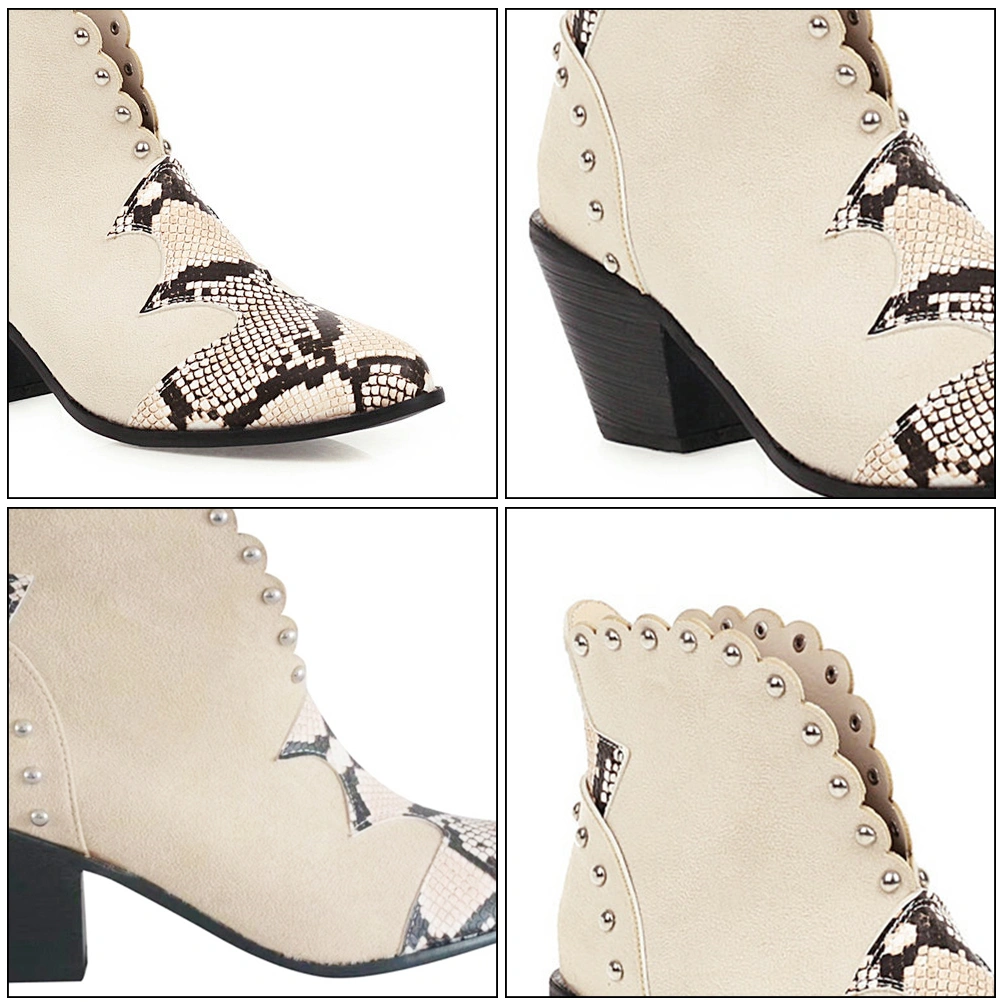 1 Pair Rivet Boots Winter Pointed Shoes Fashion Short Boots Autumn Women Boots